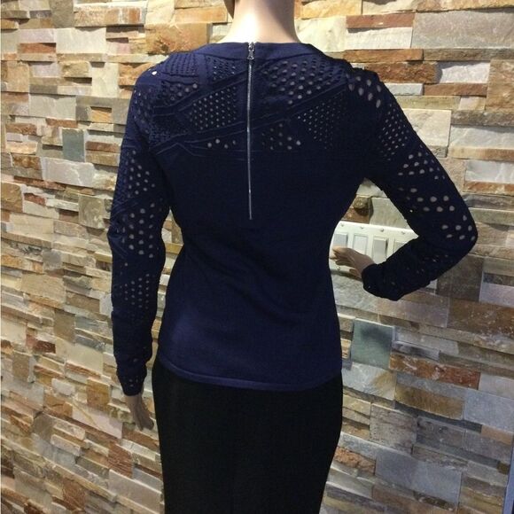 MILLY Pointelle-Inset Facture Top - Picture 3 of 9